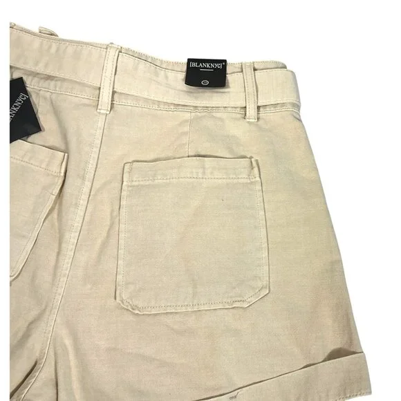 BLANKNYC Exposed Button Twill‎ Self Belted Cargo Shorts Camel Size 28 NWT - Picture 6 of 16